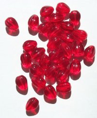 25 11x9mm Transparent Red Grooved Drop Beads